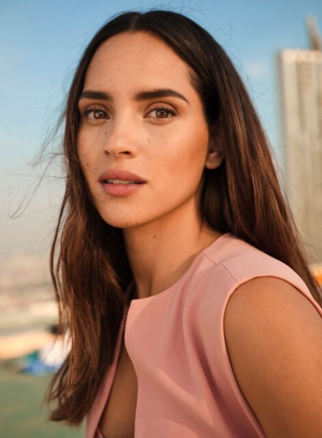 Adria Arjona Wallpapers Beautiful Close Up Portrait in Soft Pink Dress