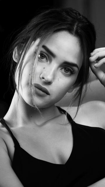 Adria Arjona black and white close up portrait wallpaper