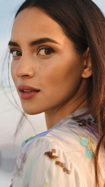Adria Arjona close up portrait natural makeup and soft lighting wallpaper