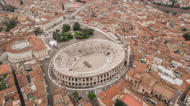 Aerial View Of Arena Di Verona In Italy Cityscape Wallpaper