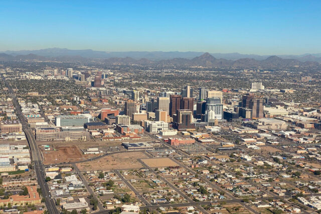 Aerial View Of Phoenix Arizona Skyline For Wallpapers