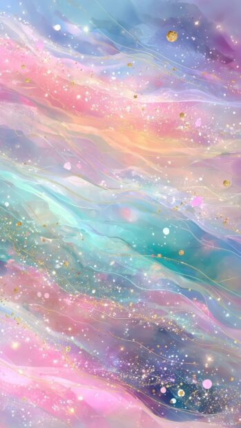 Aesthetic girly wallpaper, a dreamy abstract design filled with pastel hues and delicate sparkles.