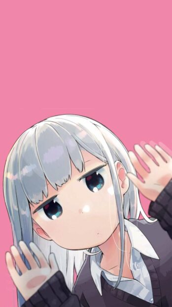 A close up of Aharen San Wa Hakarenai character with silver hair and blue eyes, HD Phone Wallpaper