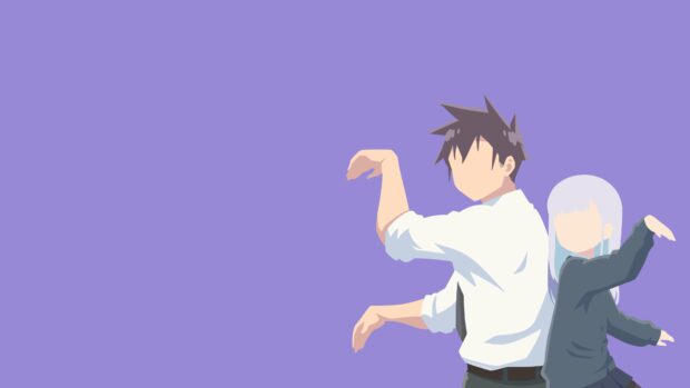 A boy and a girl from Aharen San Wa Hakarenai are posing with a purple background, 4K Desktop Wallpaper