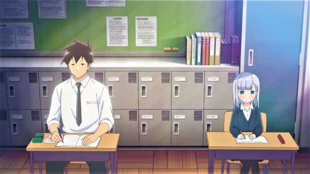 Aharen San and her classmate are quietly studying in the classroom, HD Desktop Wallpaper