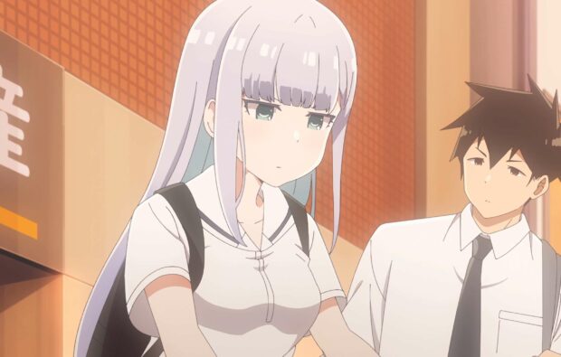 Aharen San and her classmate are standing together in a school hallway from Aharen San Wa Hakarenai Wallpapers, HD Desktop Wallpaper