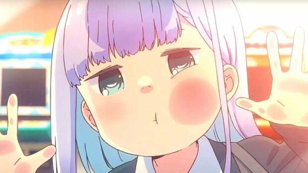 Aharen San Wa Hakarenai shows a close up of a girl with a funny expression, 4K Desktop Wallpaper