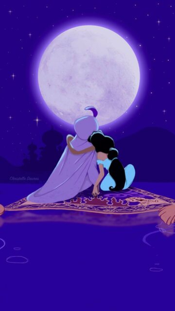 Aladdin Cartoon Wallpapers Romantic Magic Carpet Ride Under Full Moon