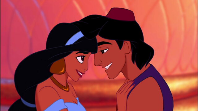 Aladdin Cartoon Wallpapers Romantic Moment Between Aladdin and Jasmine