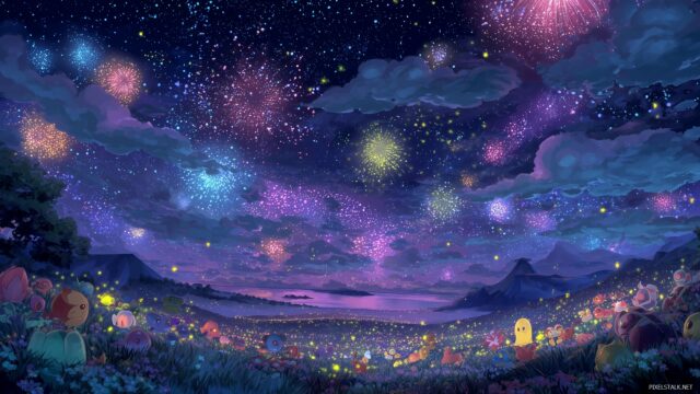 All Pokemon Background Best Quality, A Magical Night Sky Illuminated By Pokemon Luminescence, Tailored For The Best Quality Display Settings