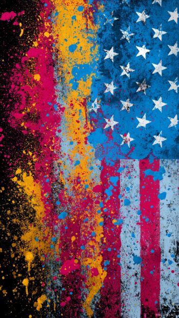 American flag aesthetic, an urban graffiti style interpretation of the American flag, capturing the spirit of street art and rebellion.