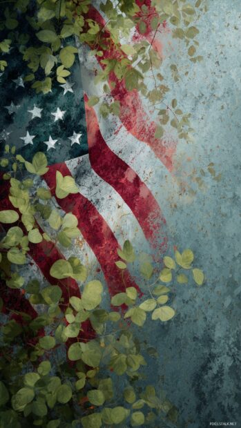 American flag artwork, an abstract representation of the American flag merging with nature, a fresh and artistic take for desktop decoration.