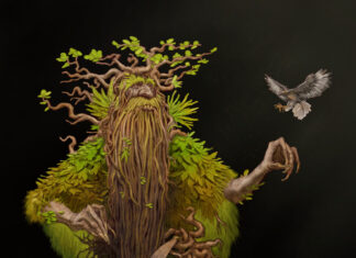 Ancient Tree Giant And Bird Fantasy Wallpaper Theme