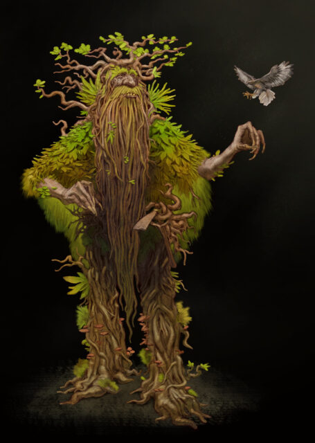 Ancient Tree Giant And Bird Fantasy Wallpaper Theme