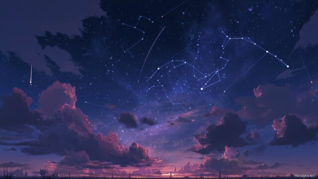 Animation High Quality Wallpaper, A Magical Night Sky With Animated Constellations And Shooting Stars Illuminating The Darkness