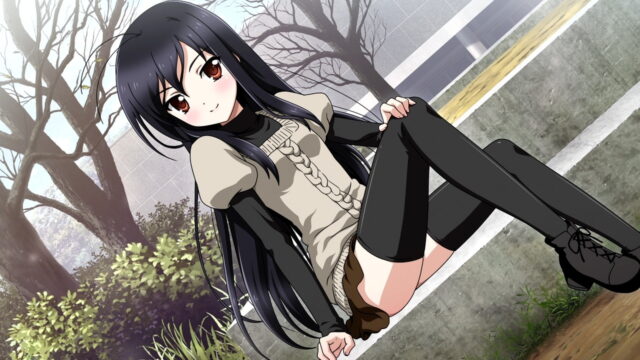 Anime Girl Sitting In Park Accel World Wallpaper