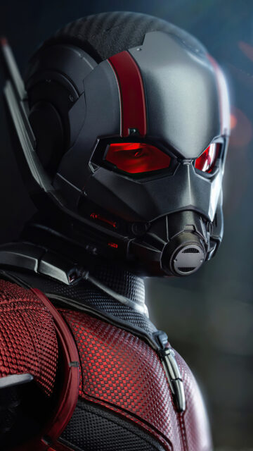 Ant Man Close Up Wallpaper Featuring Detailed Suit and Helmet Design