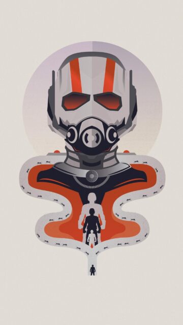 Ant Man Minimalist Artwork with Helmet and Ants Creative Wall Art Wallpaper
