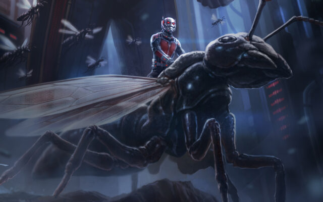 Ant Man Riding a Giant Ant in a Futuristic Dark City Ant Man Wallpapers