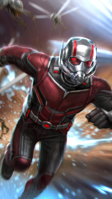 Ant Man Running Fast with Flying Ants Action Scene Wallpaper