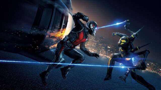 Ant Man Wallpapers Epic Nighttime Battle Scene with Ant Man and Yellowjacket in Action