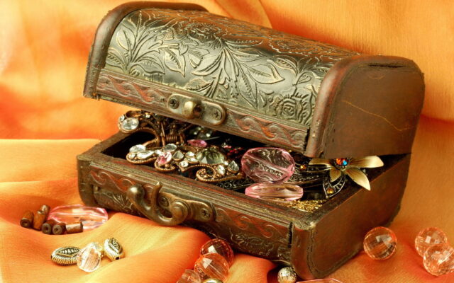 Antique Jewelry Box Filled With Treasures Wallpaper