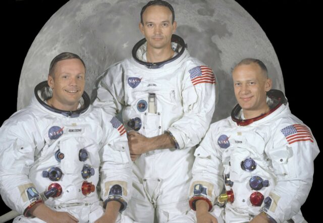 Apollo 11 Crew Iconic Moon Mission Wallpaper