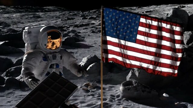 Apollo 11 Moon Landing Astronaut And US Flag Wallpaper
