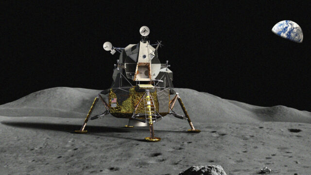 Apollo 11 Moon Landing Lander With Earth View Wallpaper