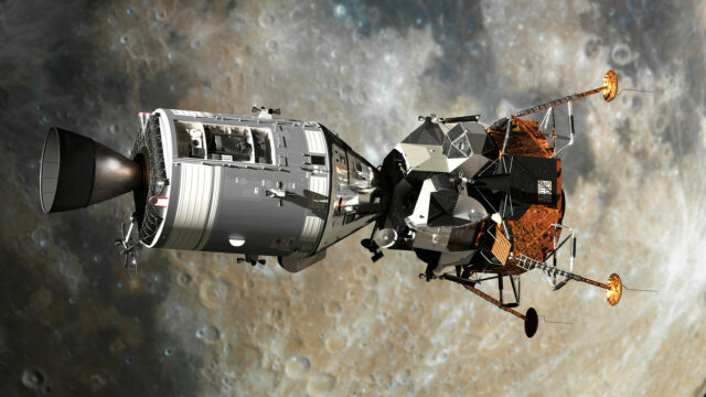 Apollo 11 Spacecraft In Lunar Orbit Stunning Wallpaper
