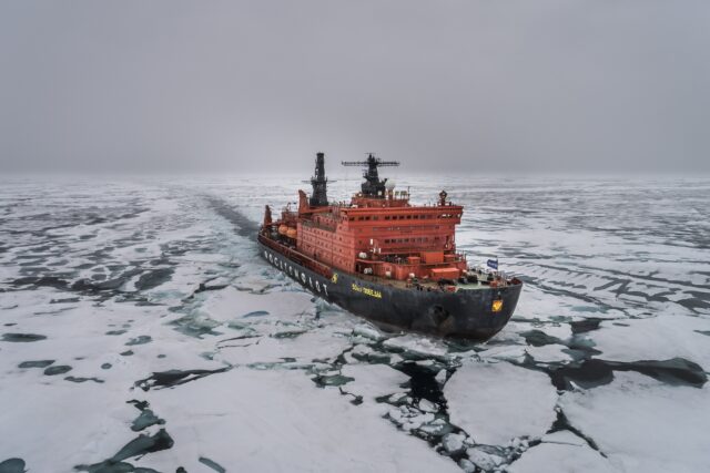 Arctic Ocean Wallpapers Powerful Icebreaker Ship Navigating Frozen Sea Ice Landscape