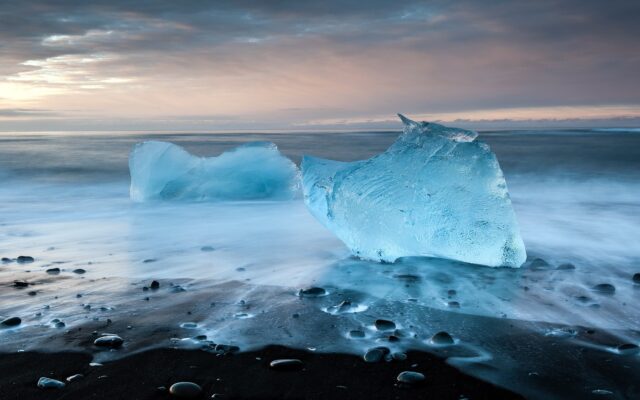 Arctic Ocean Wallpapers Stunning Blue Icebergs On Rocky Shore At Sunrise