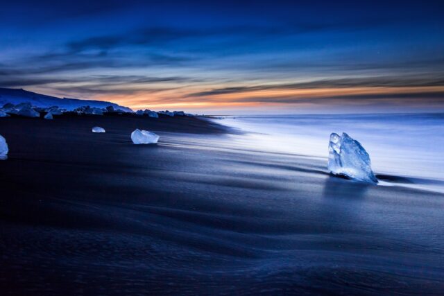 Arctic Ocean Wallpapers Stunning Sunset Over Icy Black Sand Beach Landscape