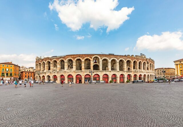 Arena Di Verona Ancient Amphitheater In Italy Wallpaper