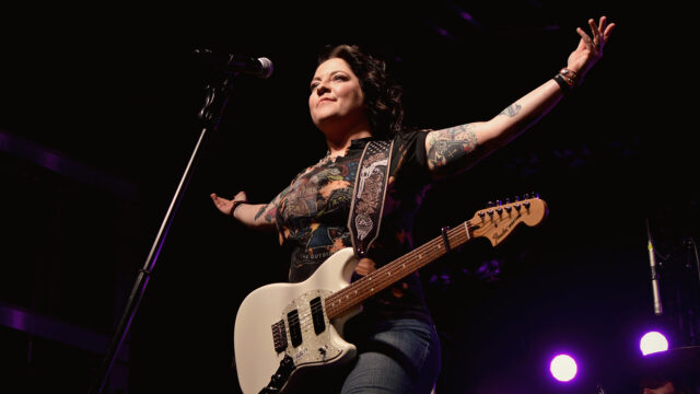 Ashley McBryde Live Performance Guitar Wallpaper