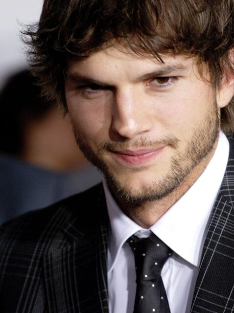 Ashton Kutcher Close Up Portrait In Stylish Suit And Tie Wallpaper