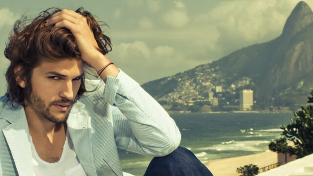 Ashton Kutcher Wallpapers Stunning Beachside Portrait With Casual Style And Intense Gaze