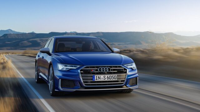 Audi S6 Driving On Open Road Stunning Blue Performance Car Wallpapers