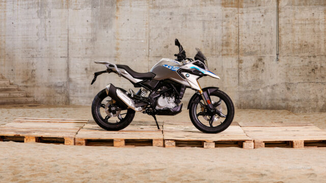 BMW G 310 GS Adventure Bike On Wooden Platform Wallpaper