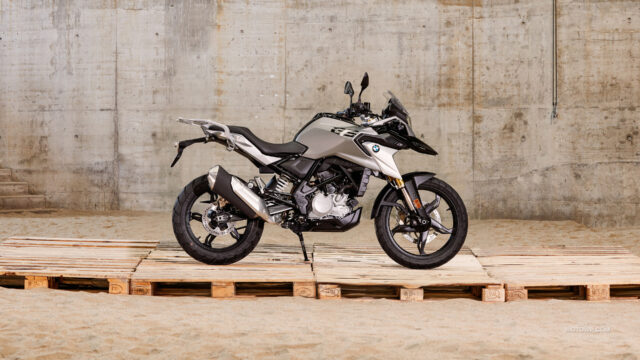 BMW G 310 GS Adventure Motorcycle Wallpaper In Industrial Setting