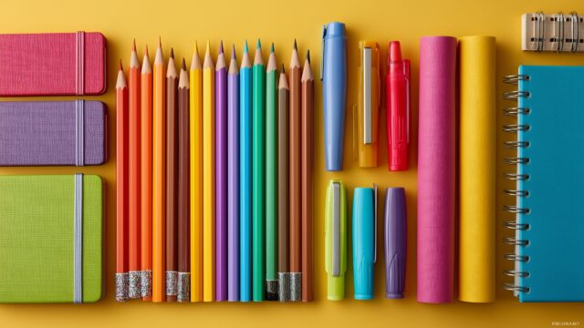 Back To School Background, An Assortment Of Colorful Stationery Including Pencils, Markers, And Notebooks Arranged Neatly