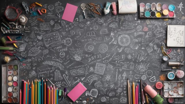 Back To School Background, A Chalkboard Filled With Inspirational Quotes, Learning Materials, And Creative Doodles