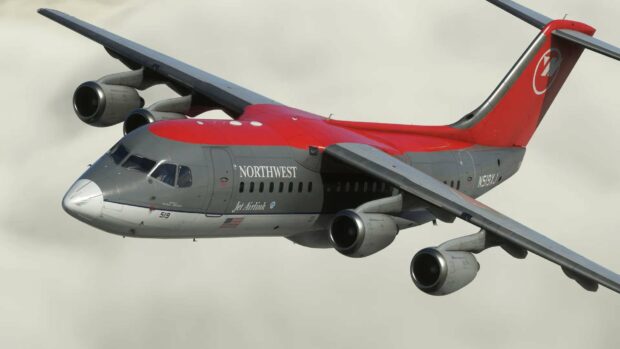 A Bae Avro airplane flying with Northwest livery in the sky, HD Desktop Wallpaper