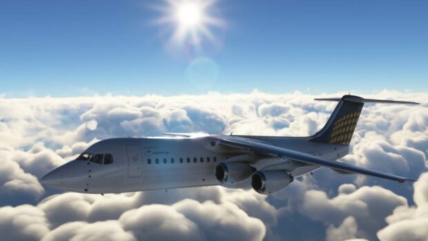 An Avro airplane soars above fluffy clouds under a bright sun featuring Bae Avro Wallpapers, HD Desktop Wallpaper PC Wallpaper