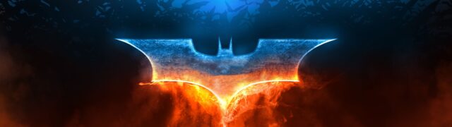 Batman Sign Wallpaper With Fiery Glow And Dark Background