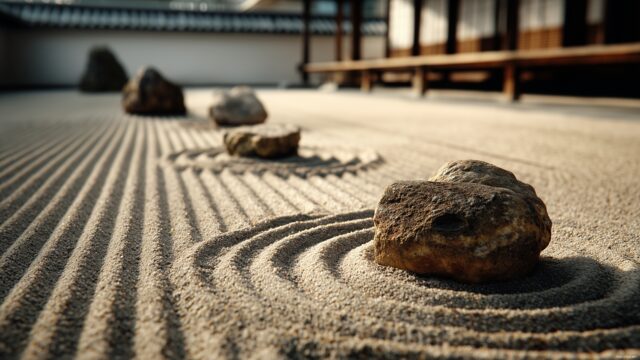 Beautiful Desktop HD Background Free Download, A Peaceful Zen Garden With Raked Gravel And Carefully Placed Stones