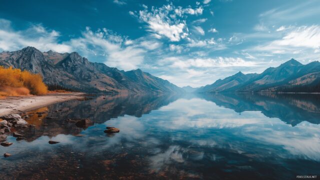 Best Background HD Free Download, A Stunning Panoramic View Of A Serene Lake With Mountains Reflected In The Water