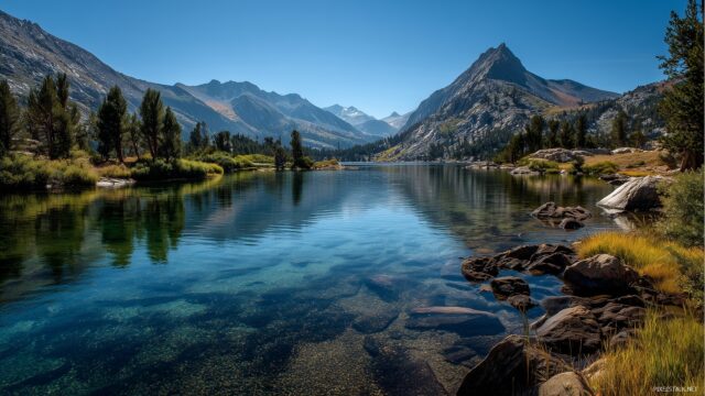 Best Background High Definition, A Serene Landscape Featuring Mountains And A Tranquil Lake Under A Clear Blue Sky