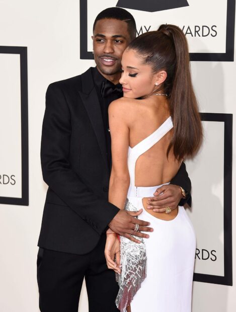 Big Sean stands closely with Ariana Grande in an elegant setting, HD Mobile Wallpaper