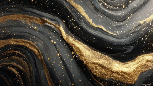 Black And Gold Wallpaper High Quality, Unique Black And Gold Artistic Design For Desktop Aesthetics